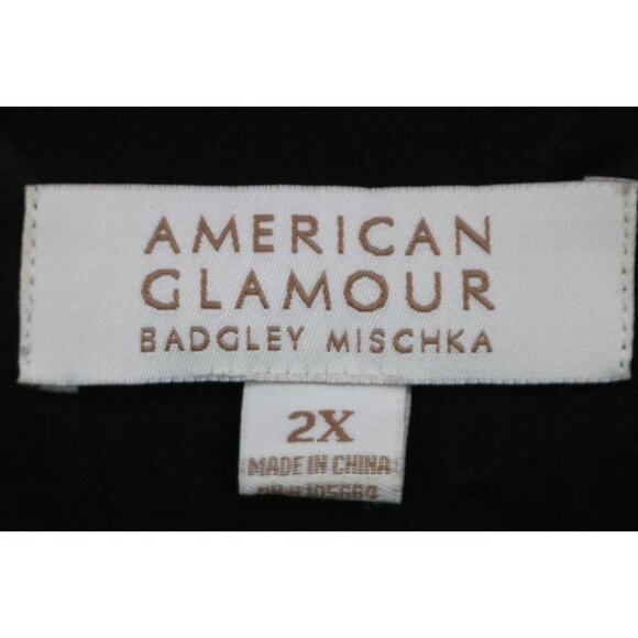 American Glamour by Badgley Mischka Black Sheer Chiffon Tunic-2X-Beaded-Lined - Picture 7 of 12